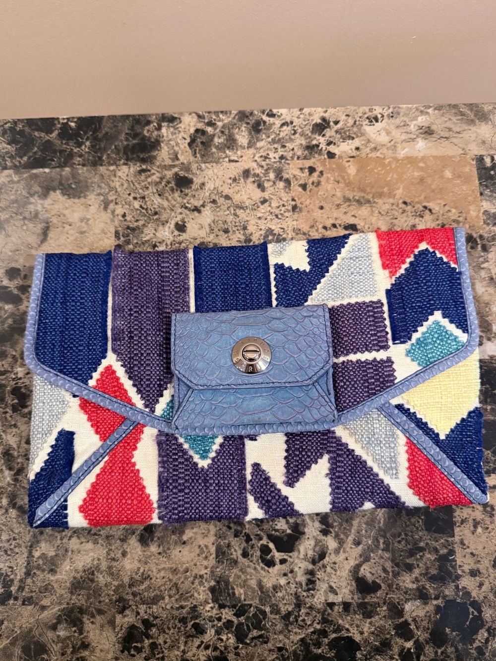 Henri Bendel Geometric Print Clutch RARE - Picture 3 of 16
